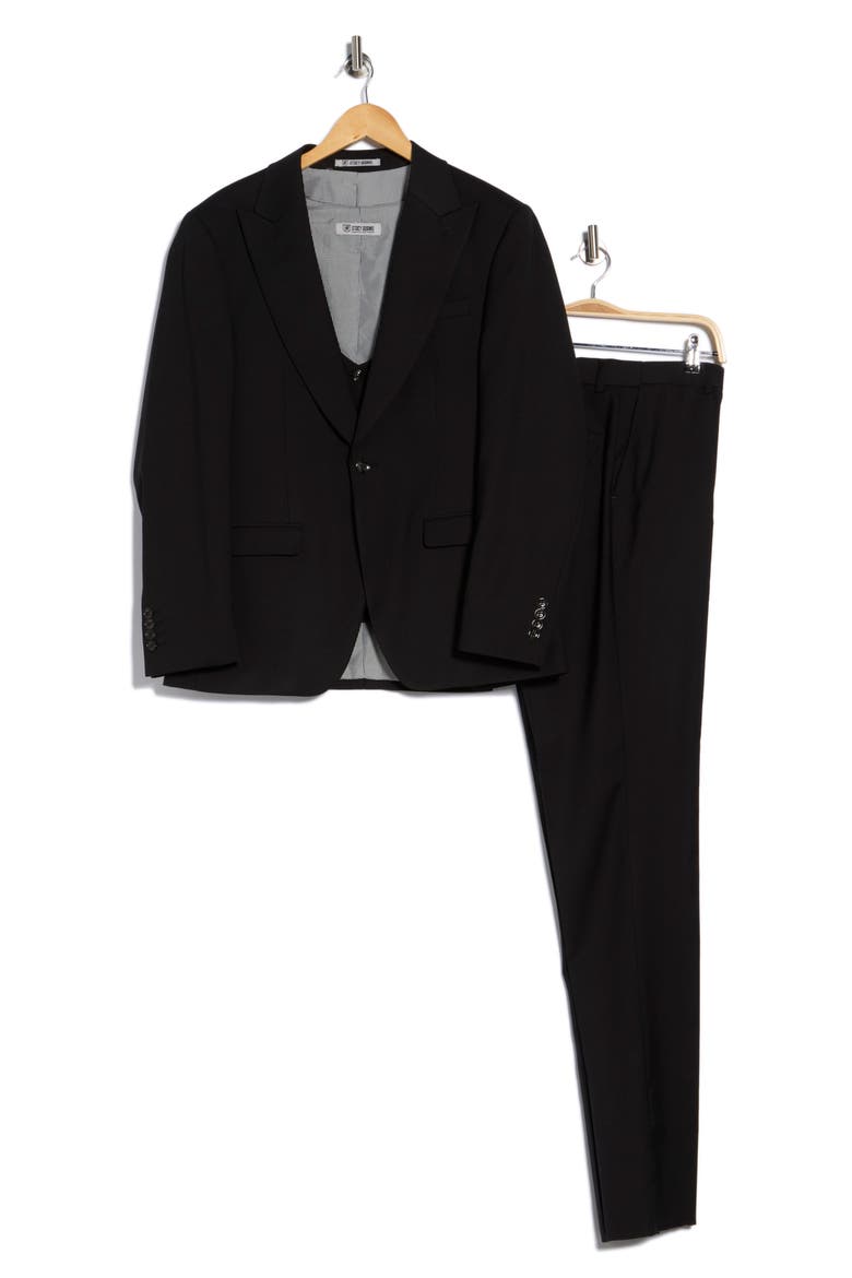 Stretch 3-Piece Suit, Alternate, color, BLACK