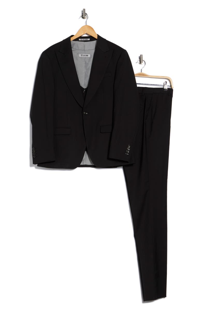 ZEGARIE Stretch 3-Piece Suit, Alternate, color, Black