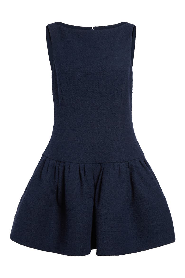 Bubble Hem Tweed Minidress, Alternate, color, NAVY