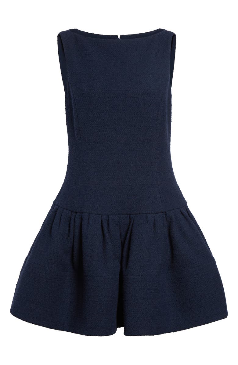 Oscar de la Renta Bubble Hem Tweed Minidress, Main, color, Navy