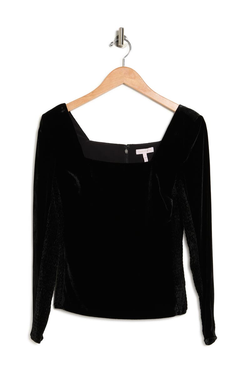 Rebecca Taylor Smock Detail Silk Blend Velvet Blouse, Alternate, color,