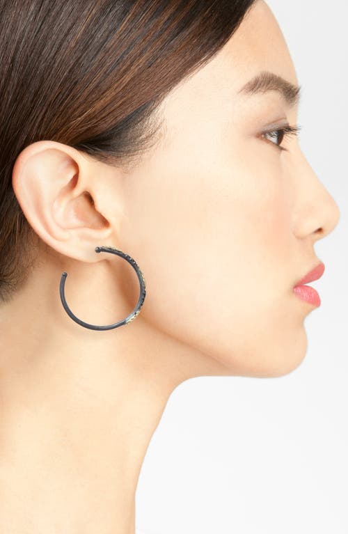 Armenta Old World Diamond Hoop Earrings In Blackened Silver/yellow Gold