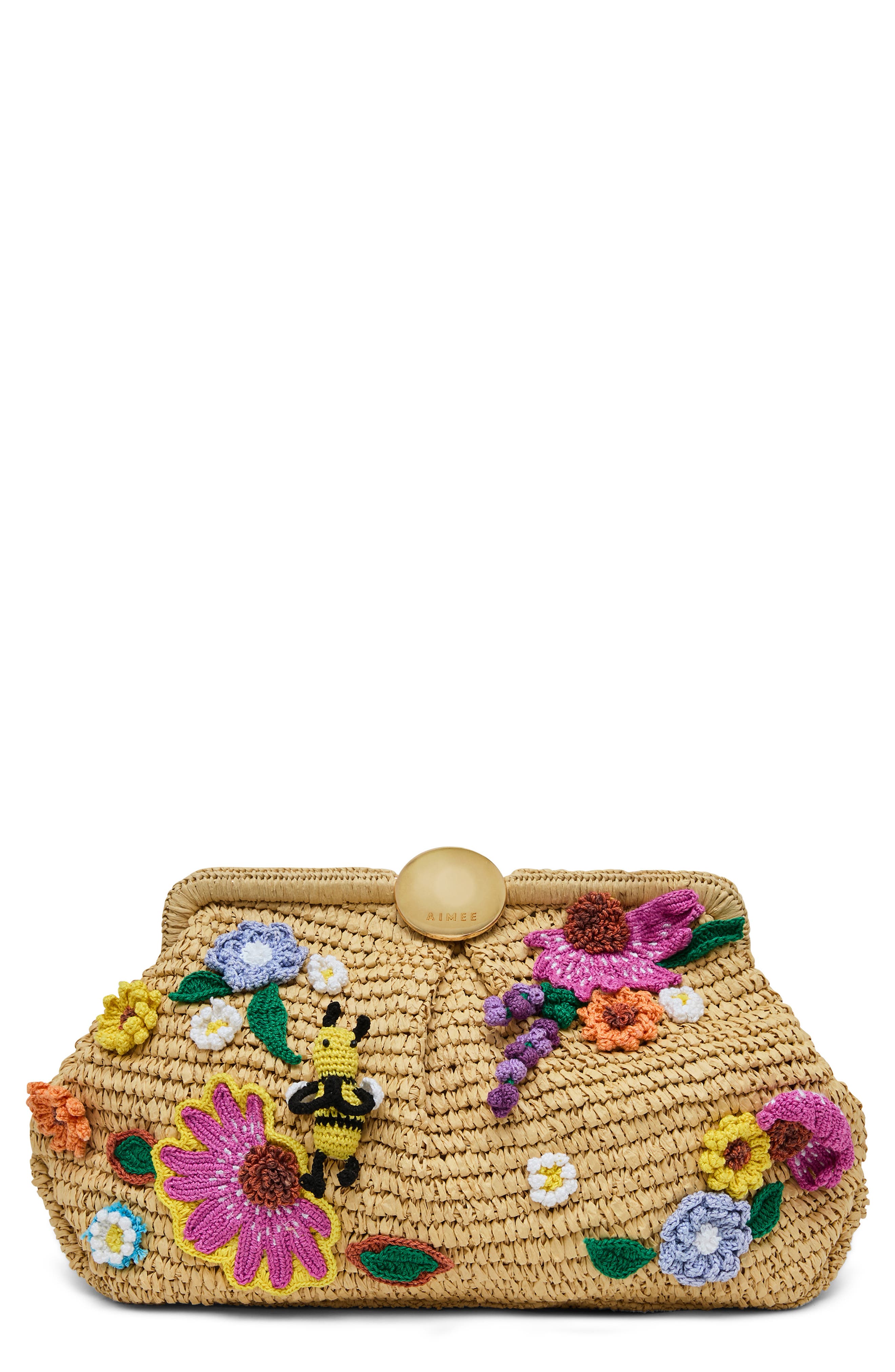 AIMEE Full Circle X-Large Clutch, Main, color, Raffia Floral