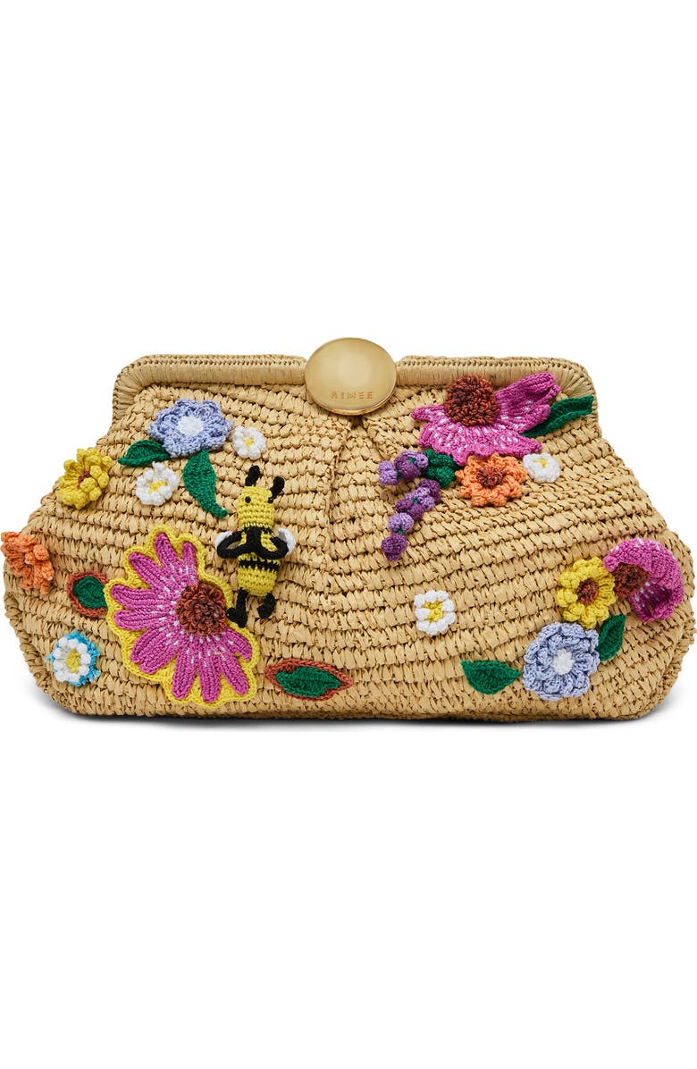 AIMEE Full Circle X-Large Clutch, Main, color, Raffia Floral