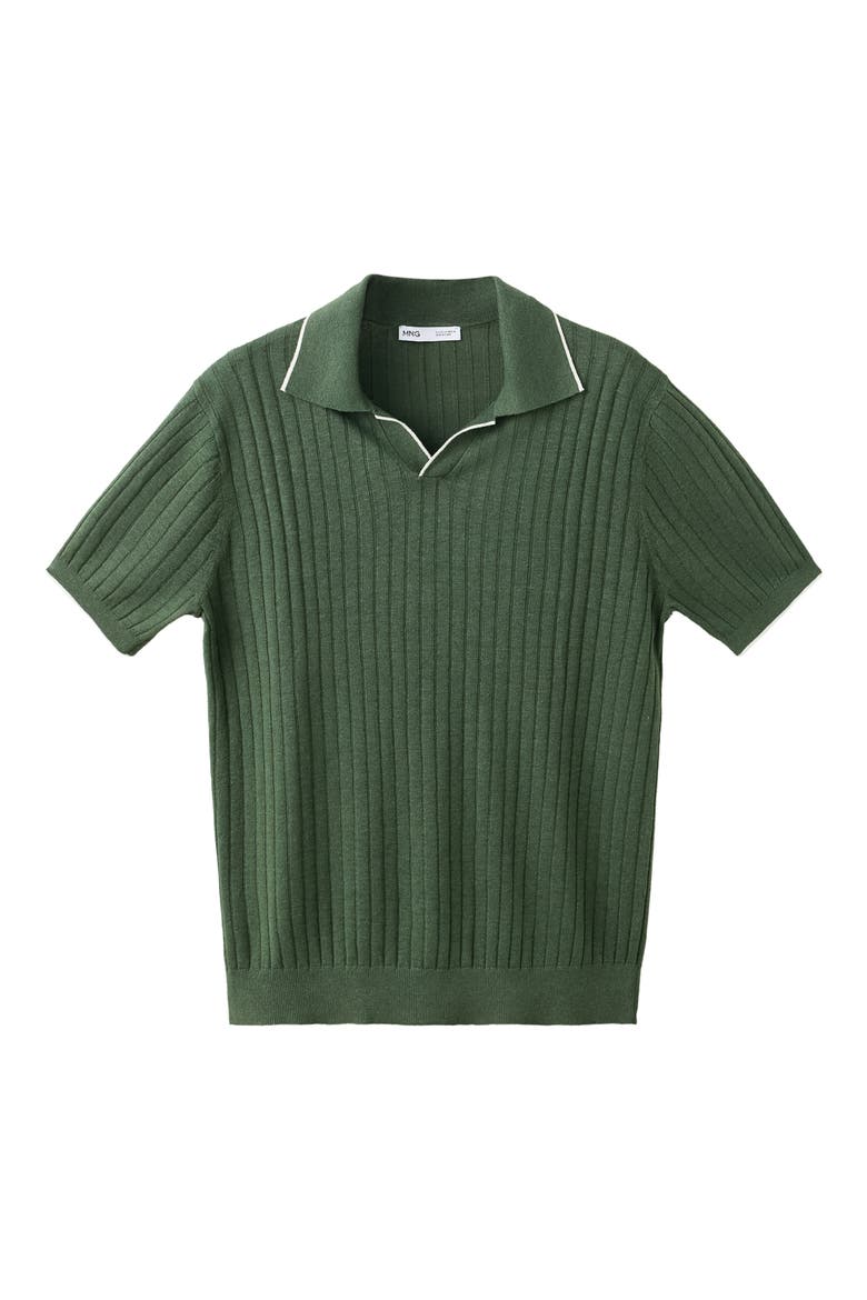 Regular Fit Linen Blend Rib Polo, Alternate, color, FOREST GREEN