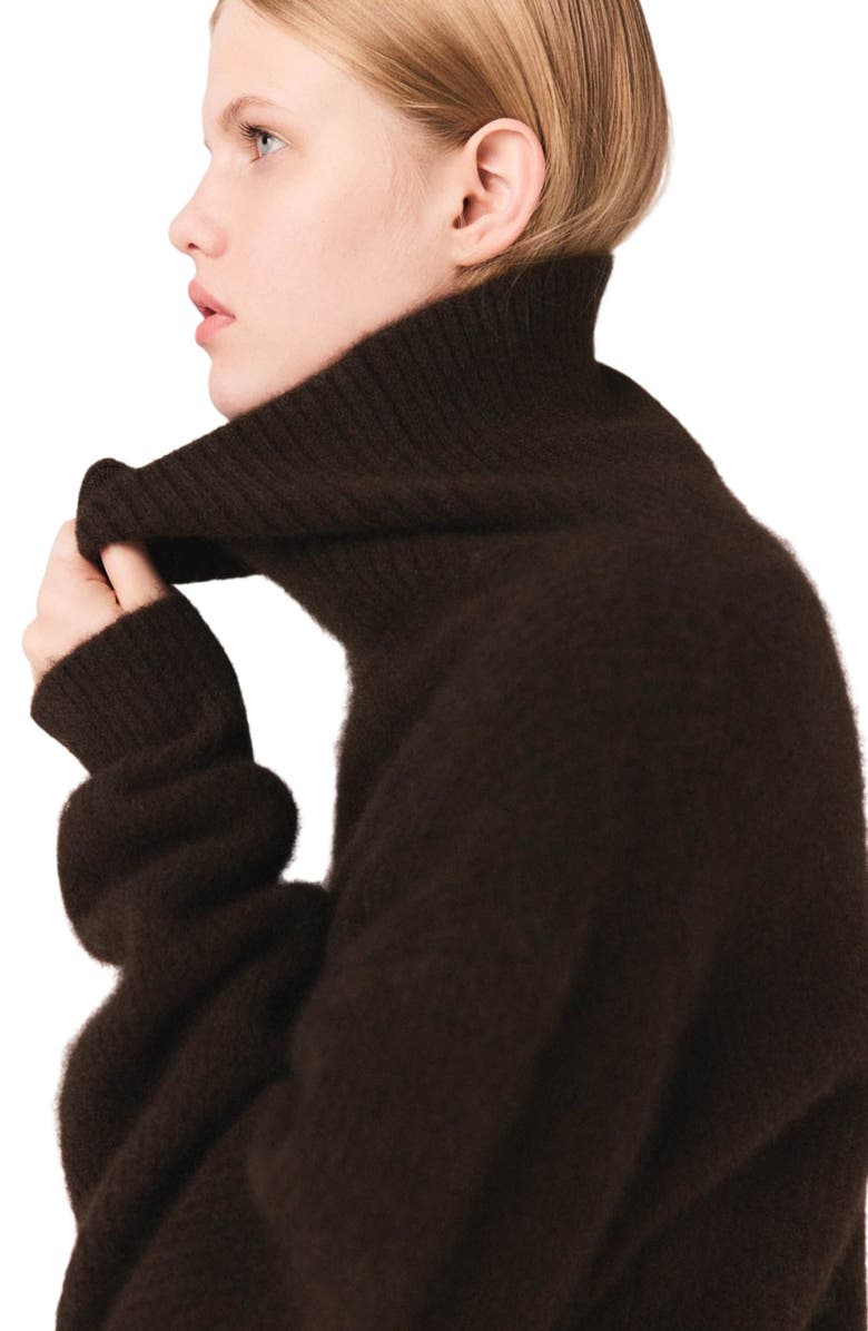 maje Yak blend roll-neck sweater, Alternate, color, Dark Brown