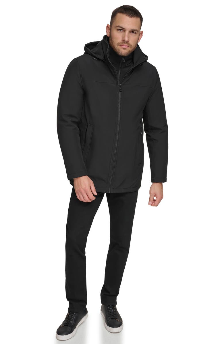 Calvin Klein Hooded Bib Jacket, Alternate, color, Black