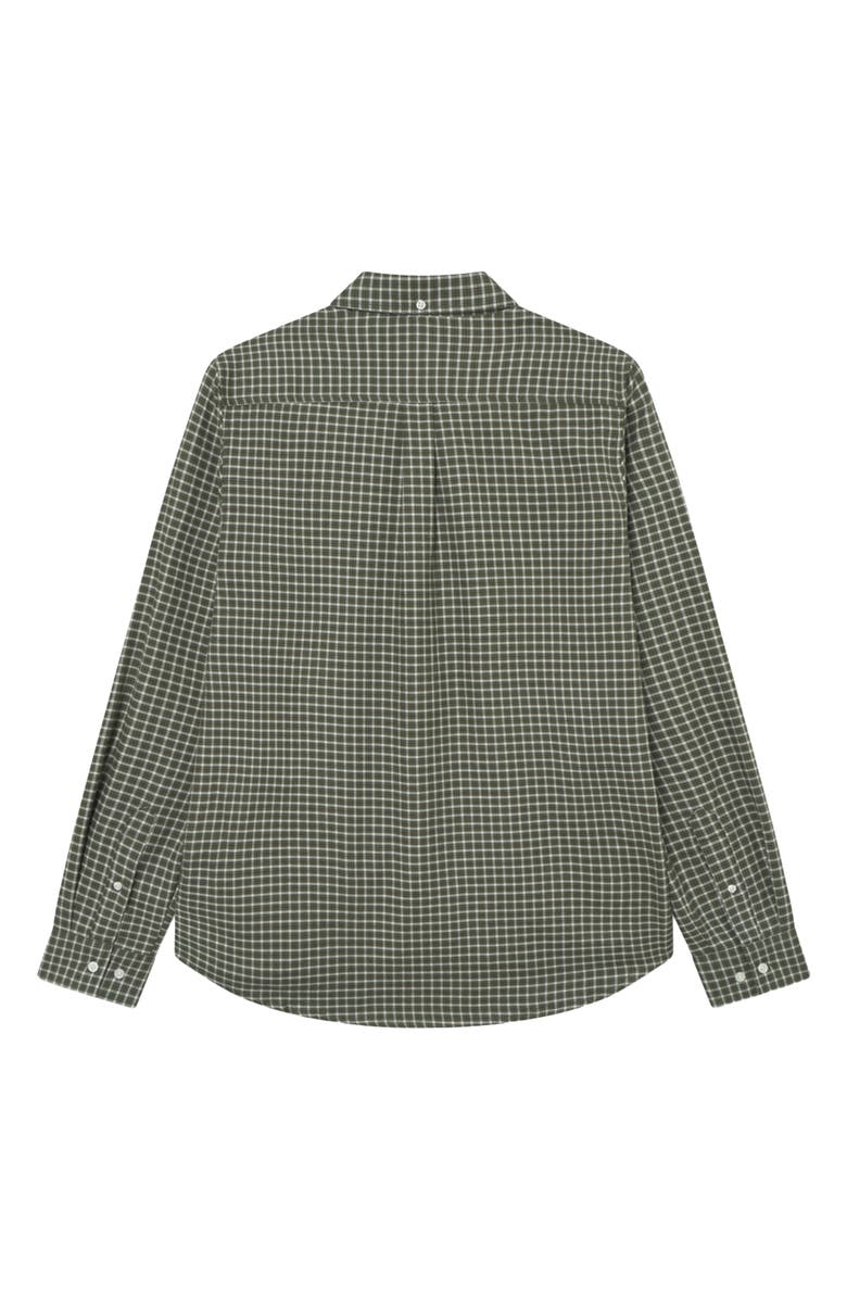 Les Deux Konrad Microcheck Flannel Button-Down Shirt, Alternate, color, Green