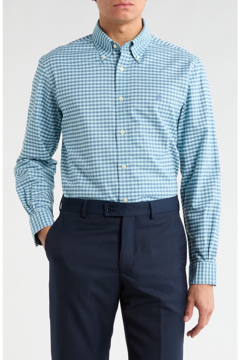 Regular Fit Stretch Cotton Oxford Button-Down Shirt, Main, color, AQUAESQUENAVYGING