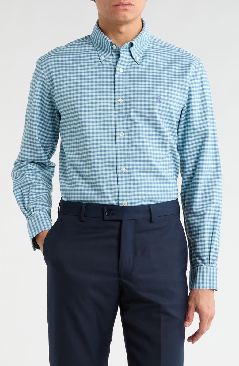 Brooks Brothers Regular Fit Stretch Cotton Oxford Button-Down Shirt, Main, color, Aquaesquenavyging