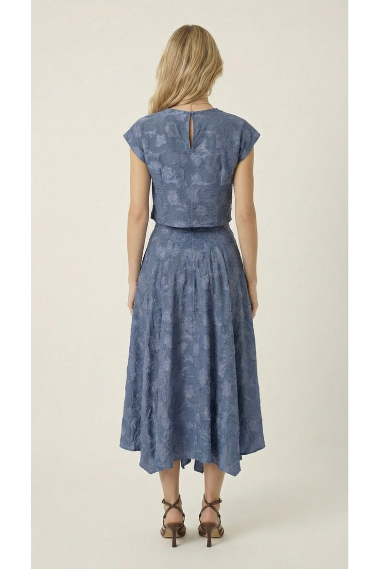 Textured Crop Top and Midi Skirt Set, Alternate, color, Dusty Blue