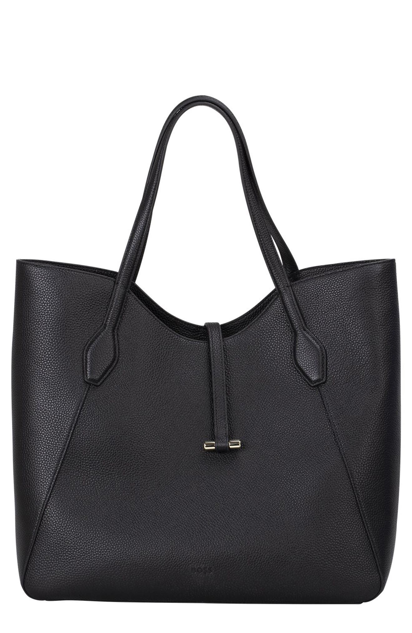 BOSS Lidney Leather Tote, Main, color, 