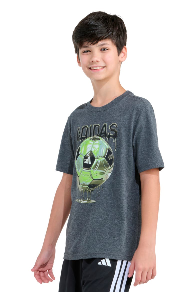 Kids' Soccer Drip Graphic T-Shirt, Alternate, color, DARK GREY HEATHER
