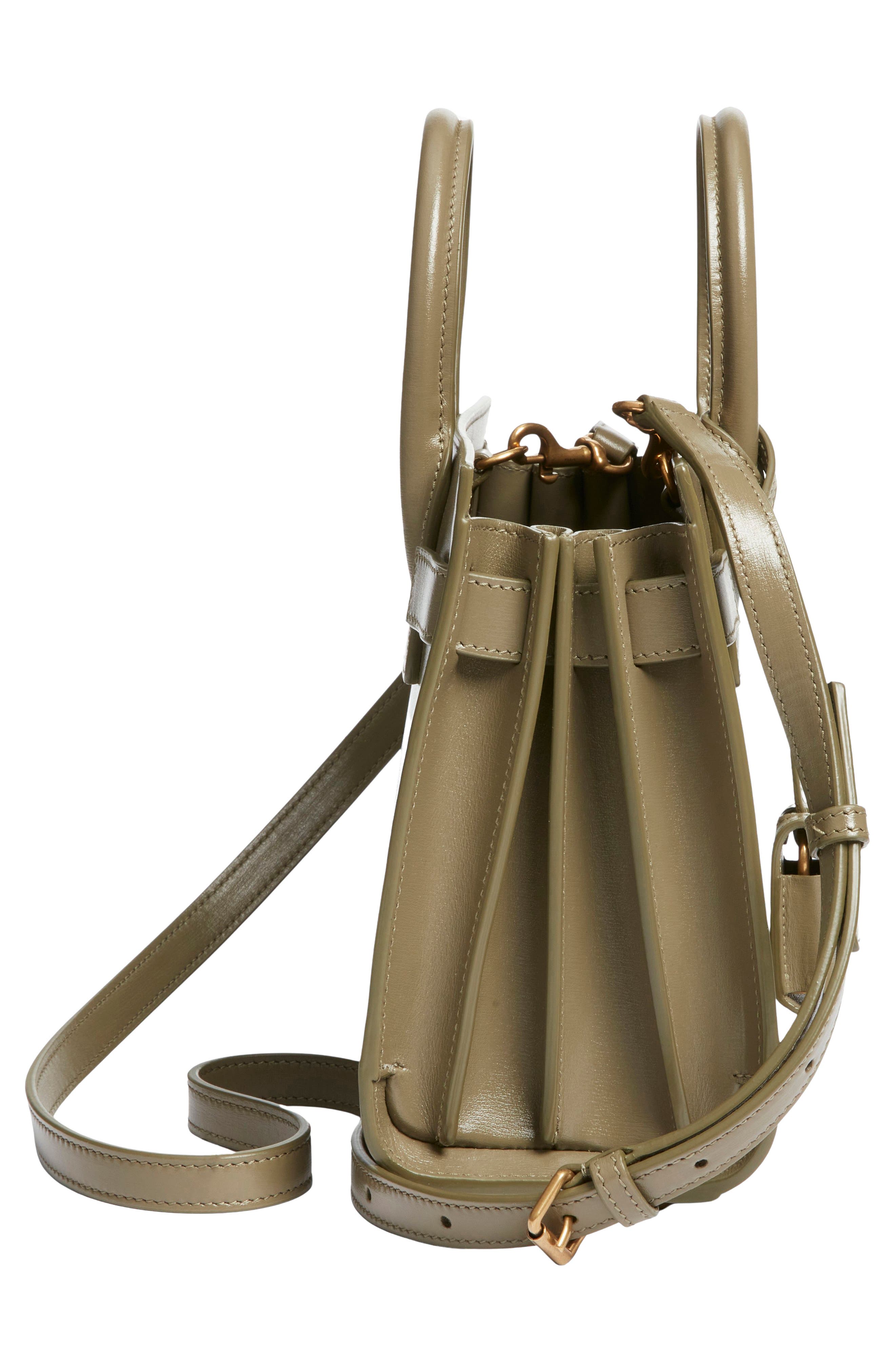 Saint Laurent Nano Sac de Jour Leather Tote, Alternate, color, Strong Moss