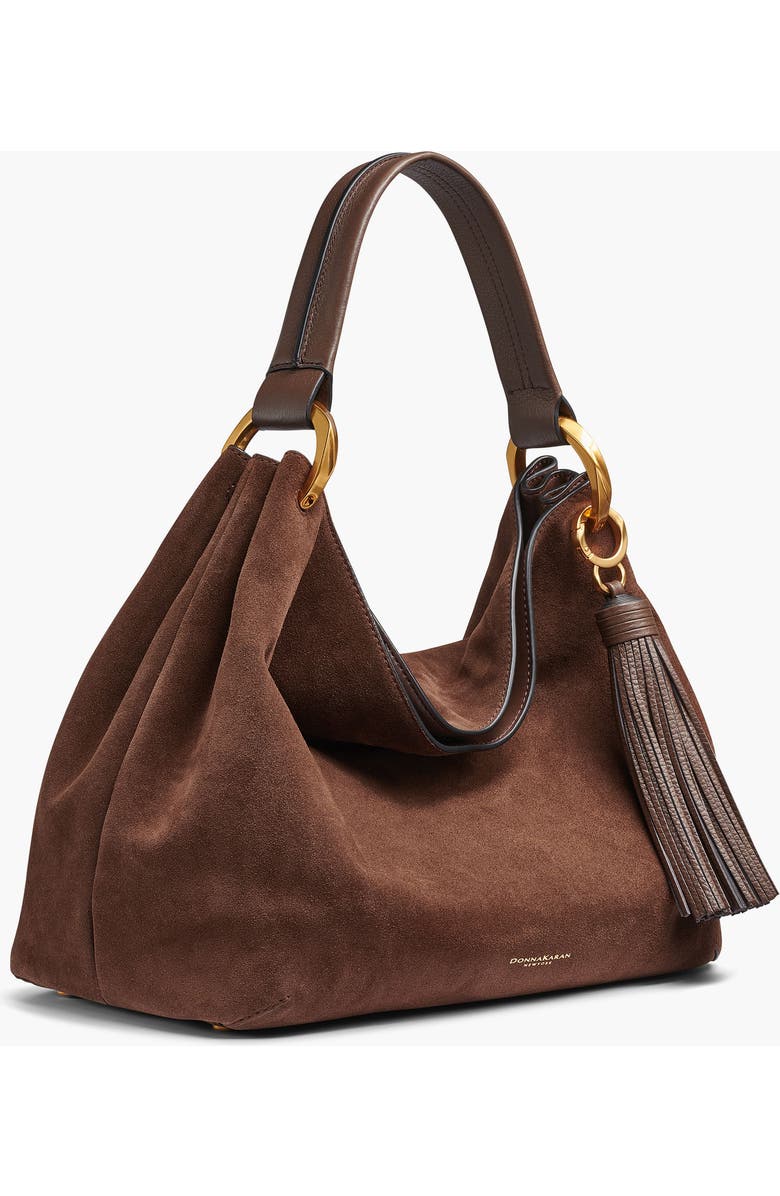 Donna Karan New York Glenwood Suede Shoulder, Alternate, color, Chocolate