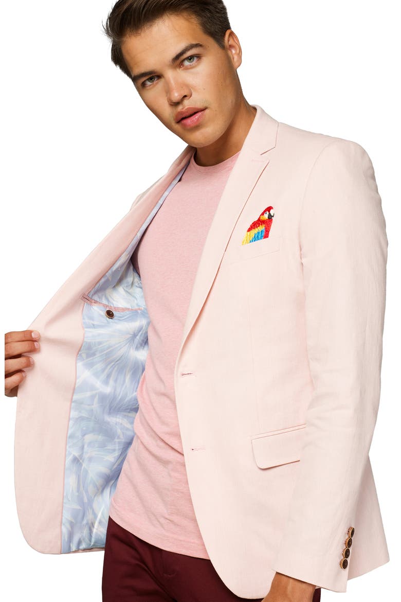 Deluxe Tropical Bird Embroidered Sport Coat, Alternate, color, PINK