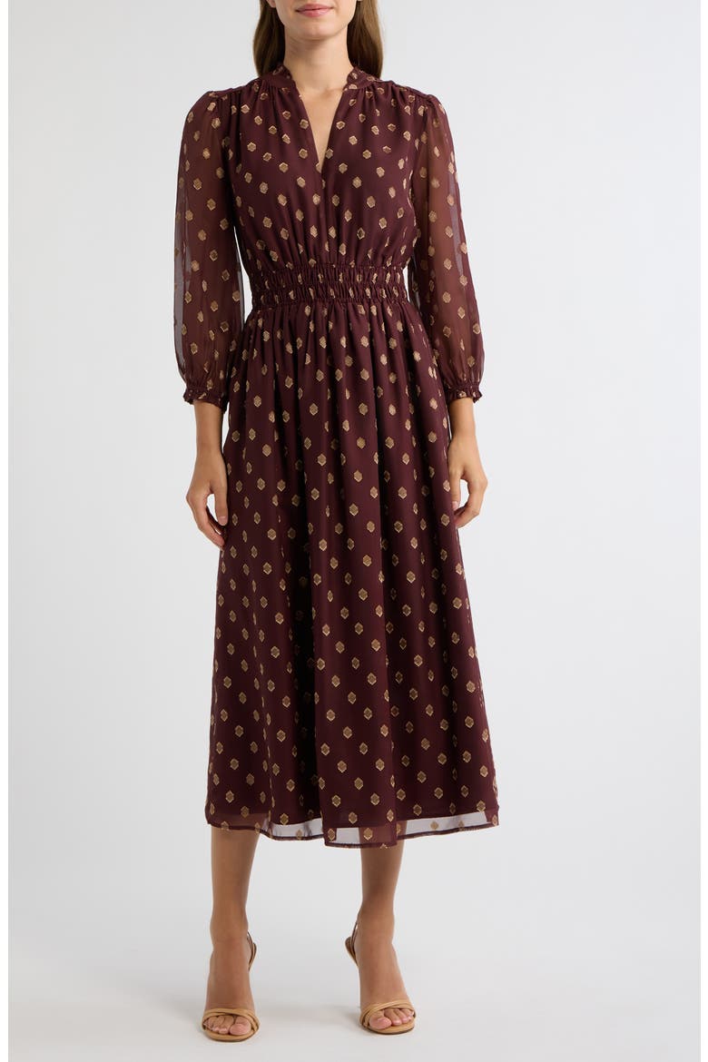 Ruffle Neck Midi Dress, Main, color, BOLARO