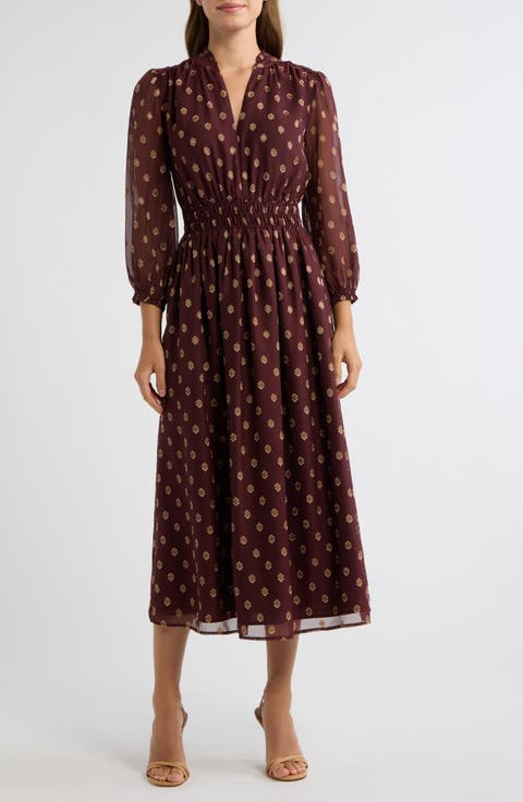 Ruffle Neck Midi Dress
