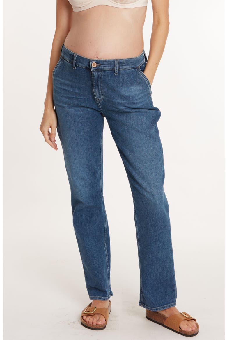 Carrie Mom fit maternity and post partum jeans, Alternate, color, MID BLUE USED