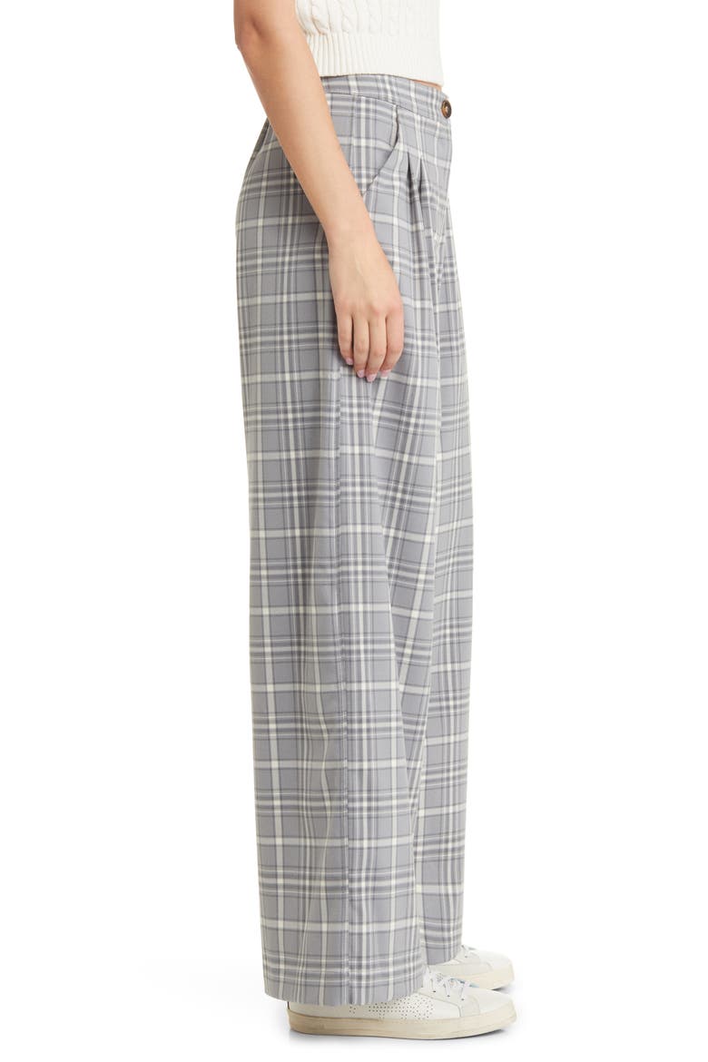 Double Pleat Wide Leg Pants, Alternate, color, GREY AVERY PLAID