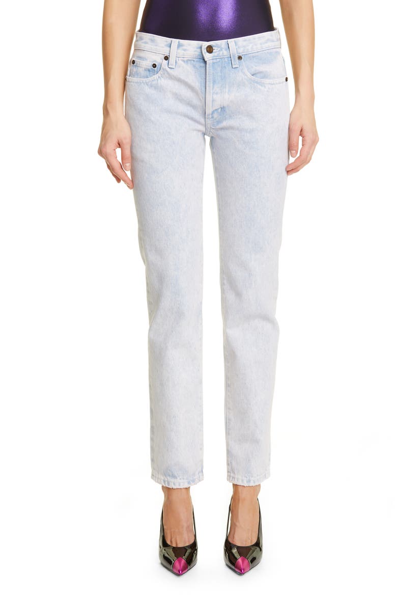 Colombus Low Rise Nonstretch Denim Jeans, Main, color, BLUE MARBLE PINK