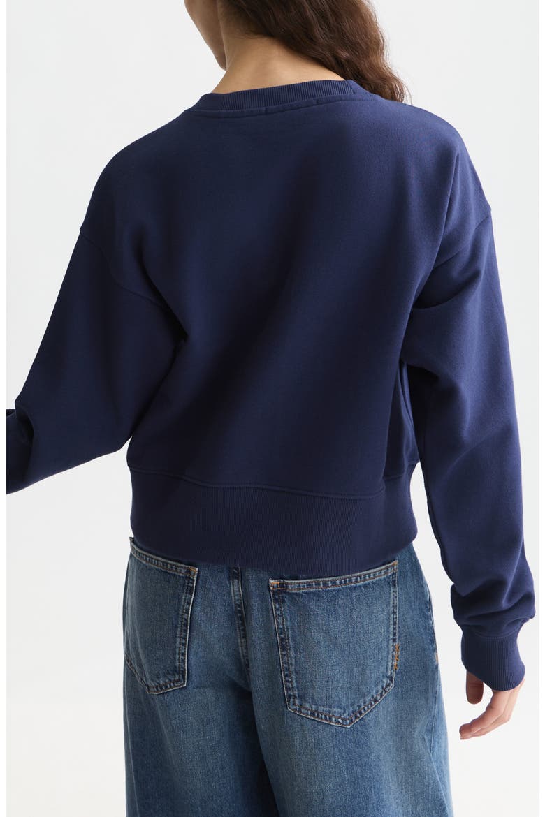 Ribbon Embroidered Logo Sweatshirt, Alternate, color, PEACOAT