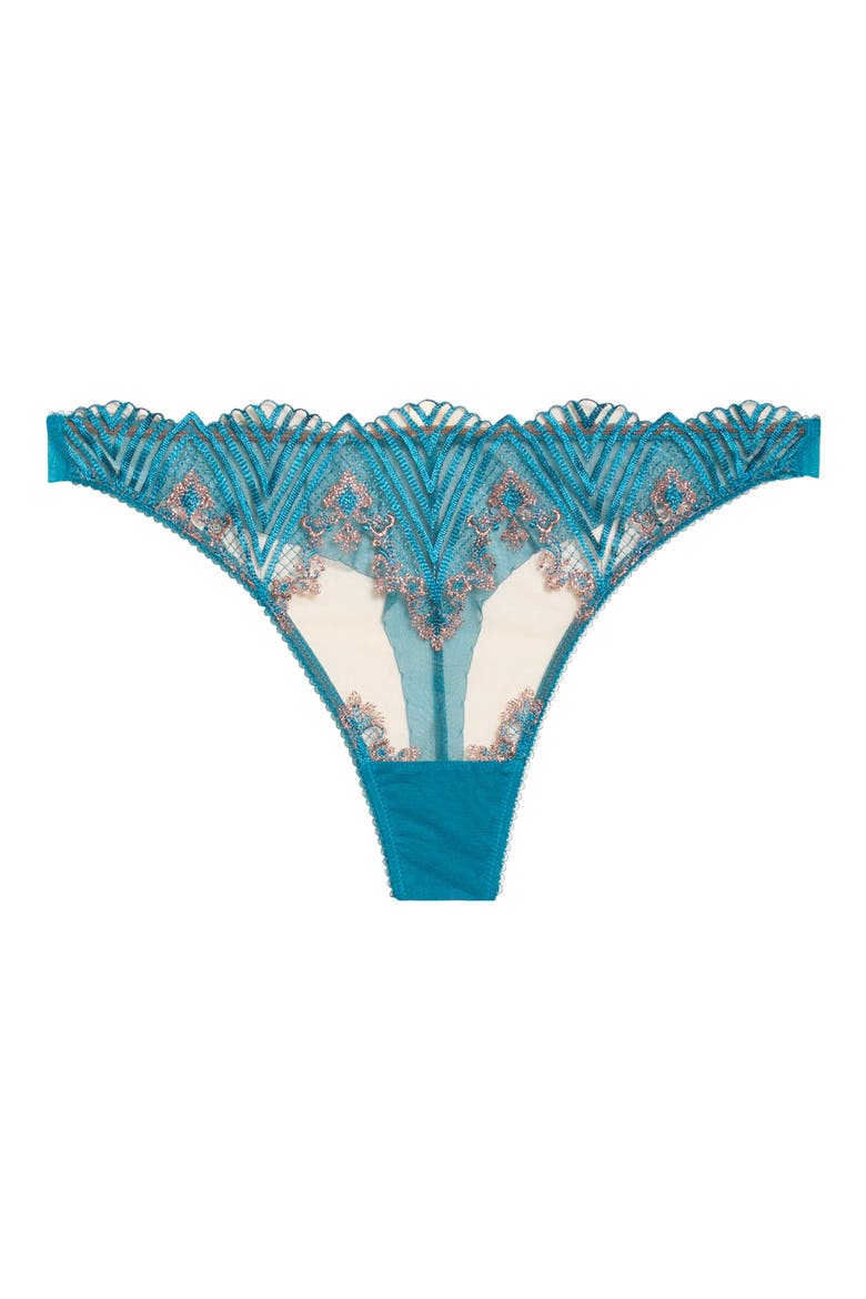 Fortunia Embroidered Mesh Thong, Alternate, color, MOSAIC