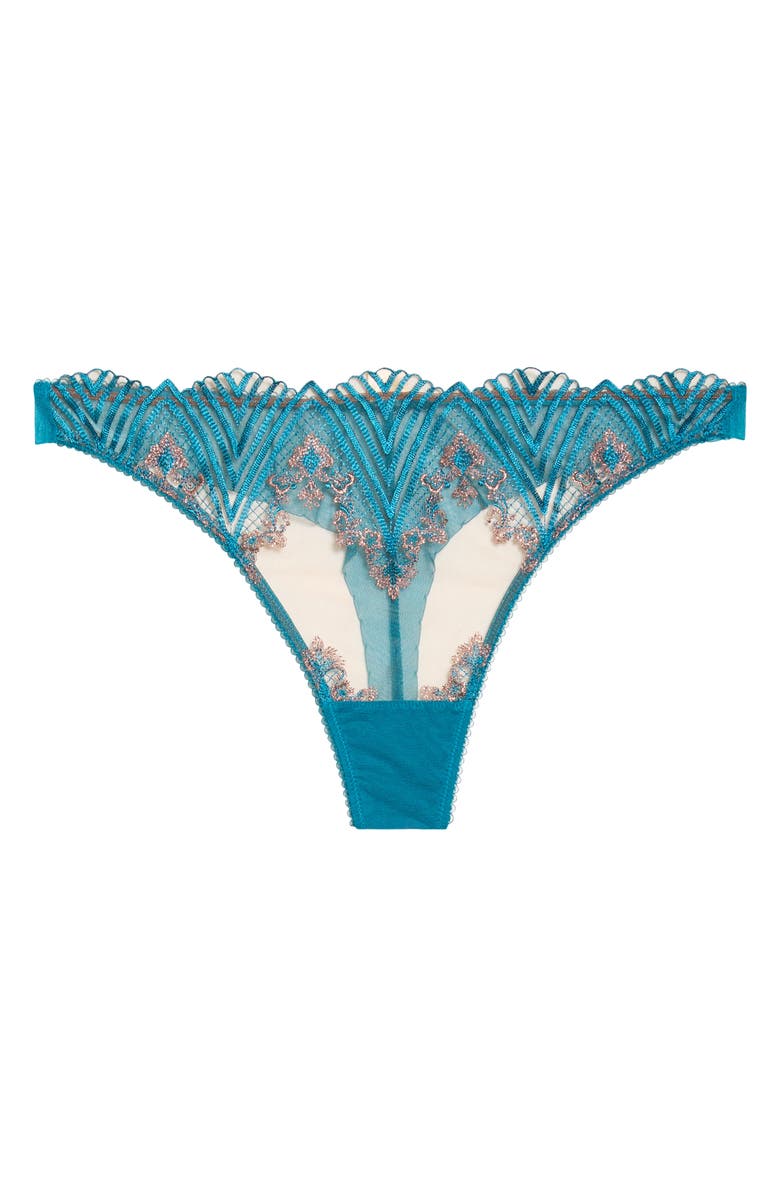 Dita Von Teese Fortunia Embroidered Mesh Thong, Alternate, color, Mosaic