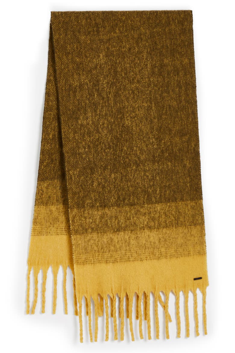 Fuzzy Ombré Wool Blend Scarf, Alternate, color, MUSTARD YELLOW