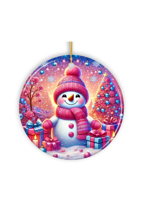 Joyful Frost Pink Snowman Ornament