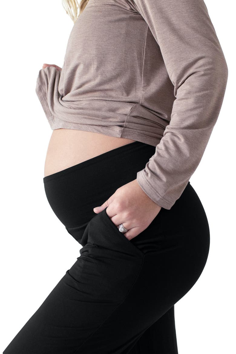 Maternity & Postpartum Lounge Pants, Alternate, color, BLACK