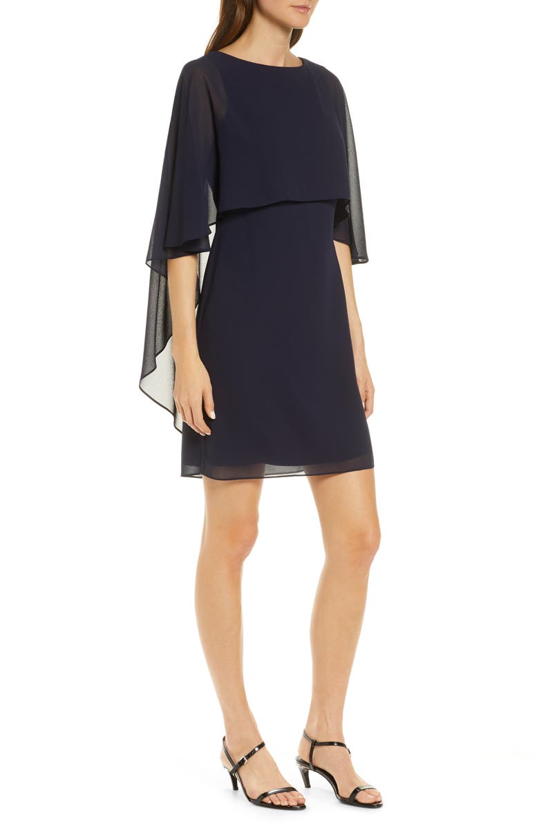 Vince Camuto Chiffon Cape Cocktail Dress, Alternate, color,