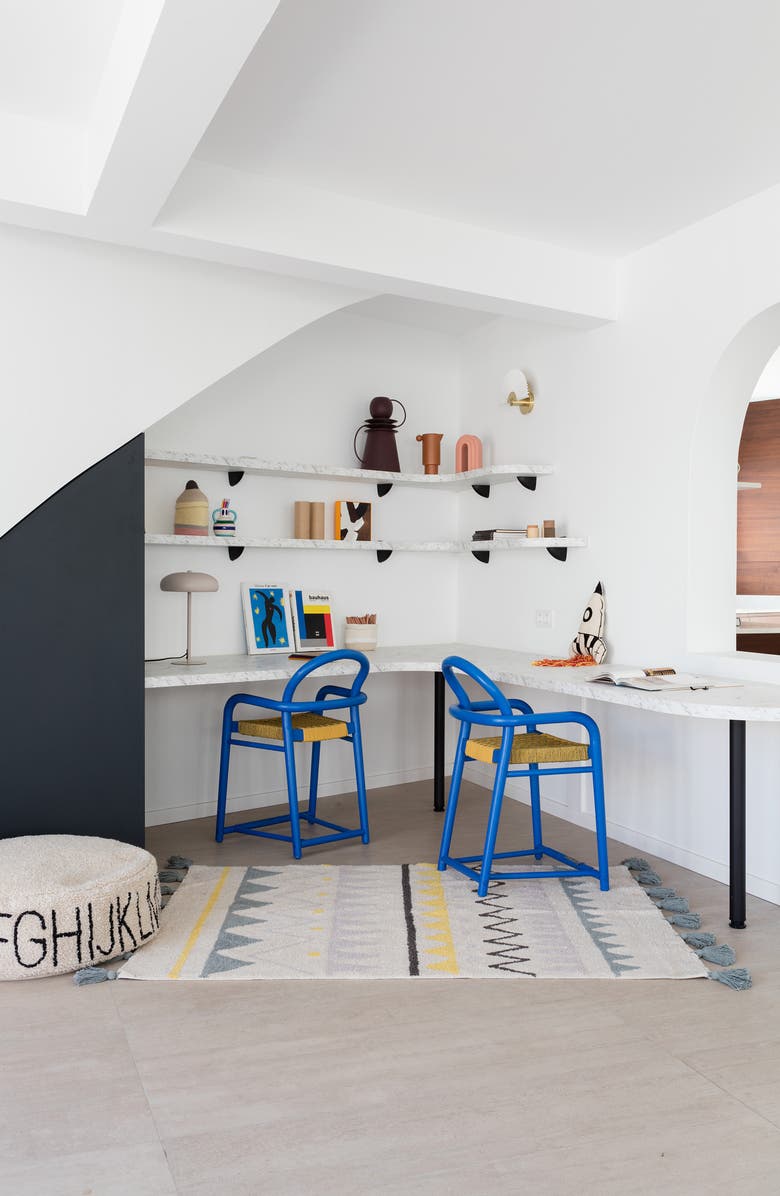 Lorena Canals Geometric Tassel Rug, Alternate, color, Azteca Natural-Vintage Blue