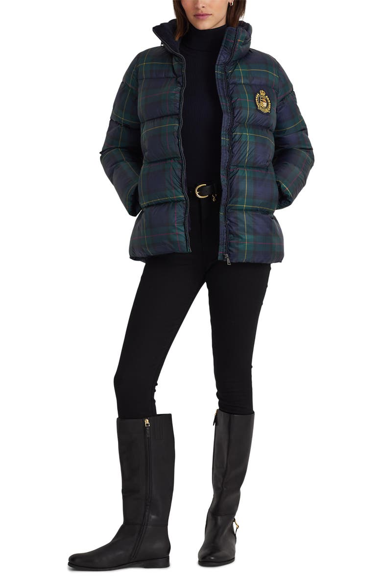 Lauren Ralph Lauren Plaid Puffer Coat, Alternate, color,