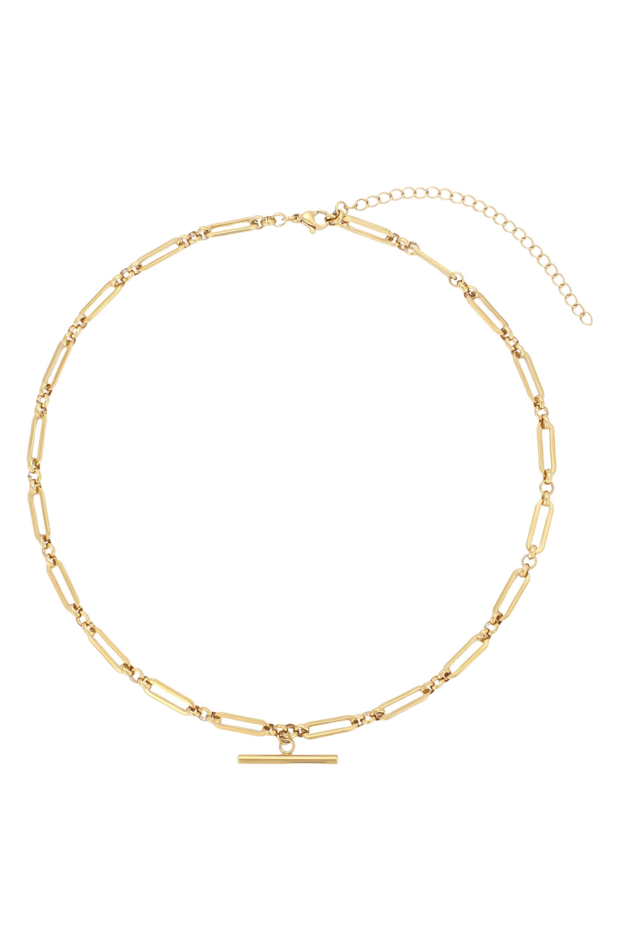 Bar Pendant Paperclip Link Necklace
