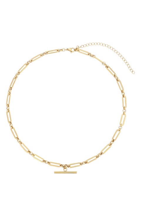 Bar Pendant Paperclip Link Necklace