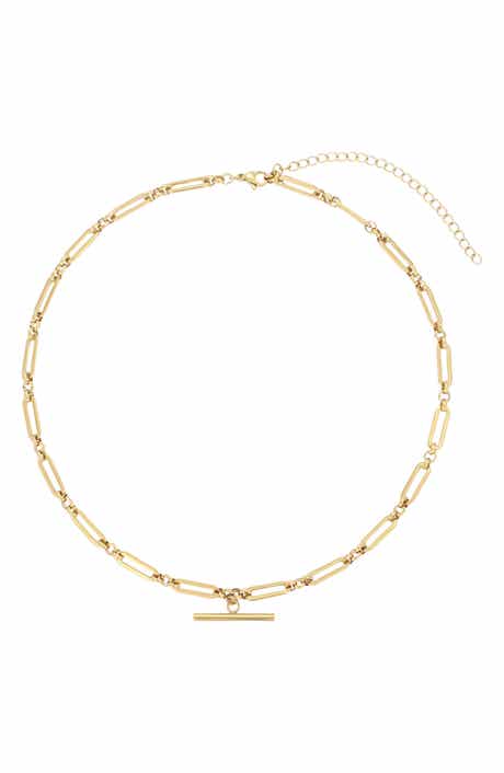 Bar Pendant Paperclip Link Necklace