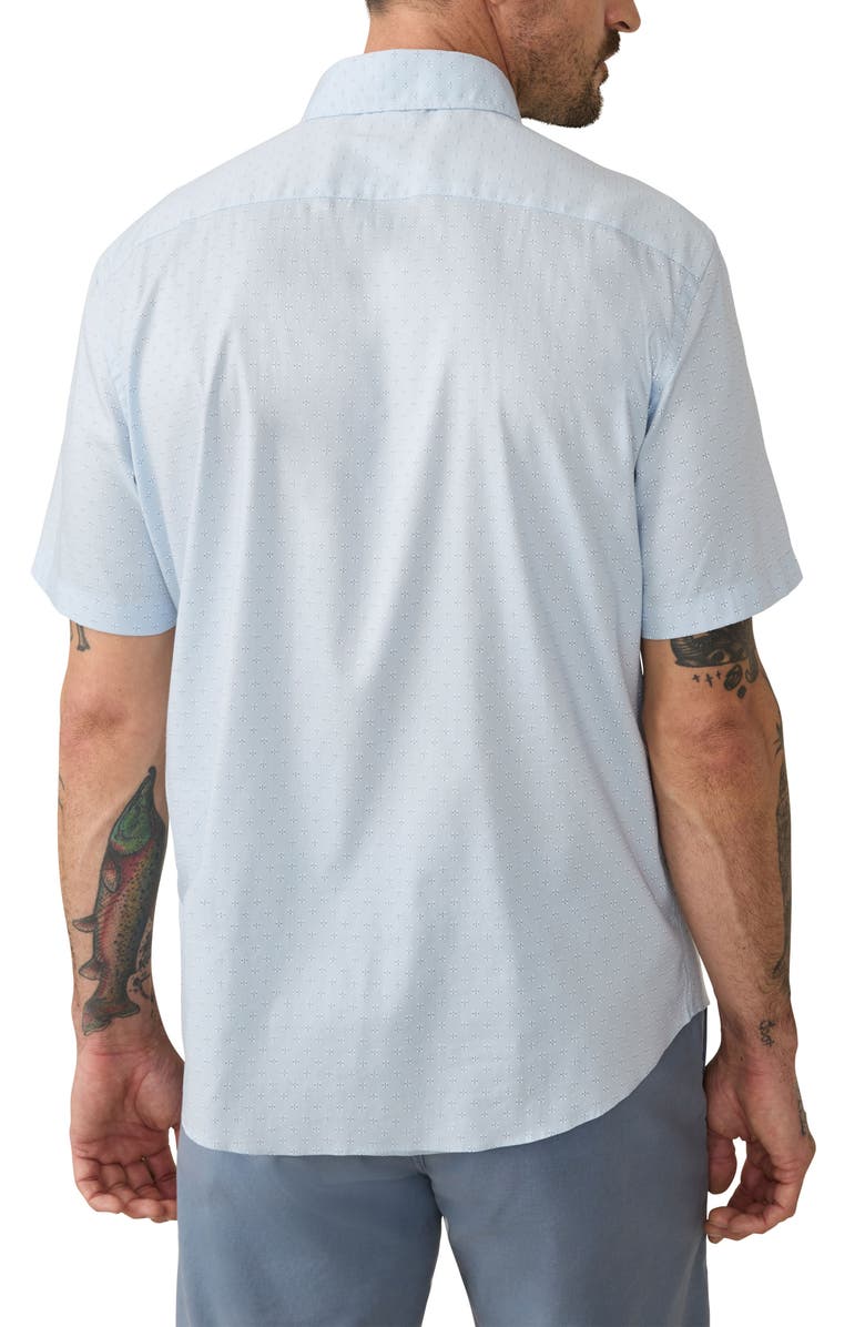 Faherty Movement Short Sleeve Button-Up Shirt, Alternate, color, Blue Sand Diamond