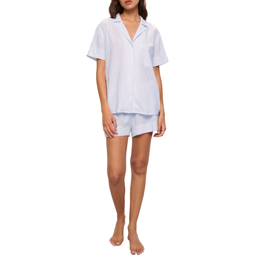 Eberjey Gisele Rib Relaxed Short Pajama Set In Nantucket Breeze In White