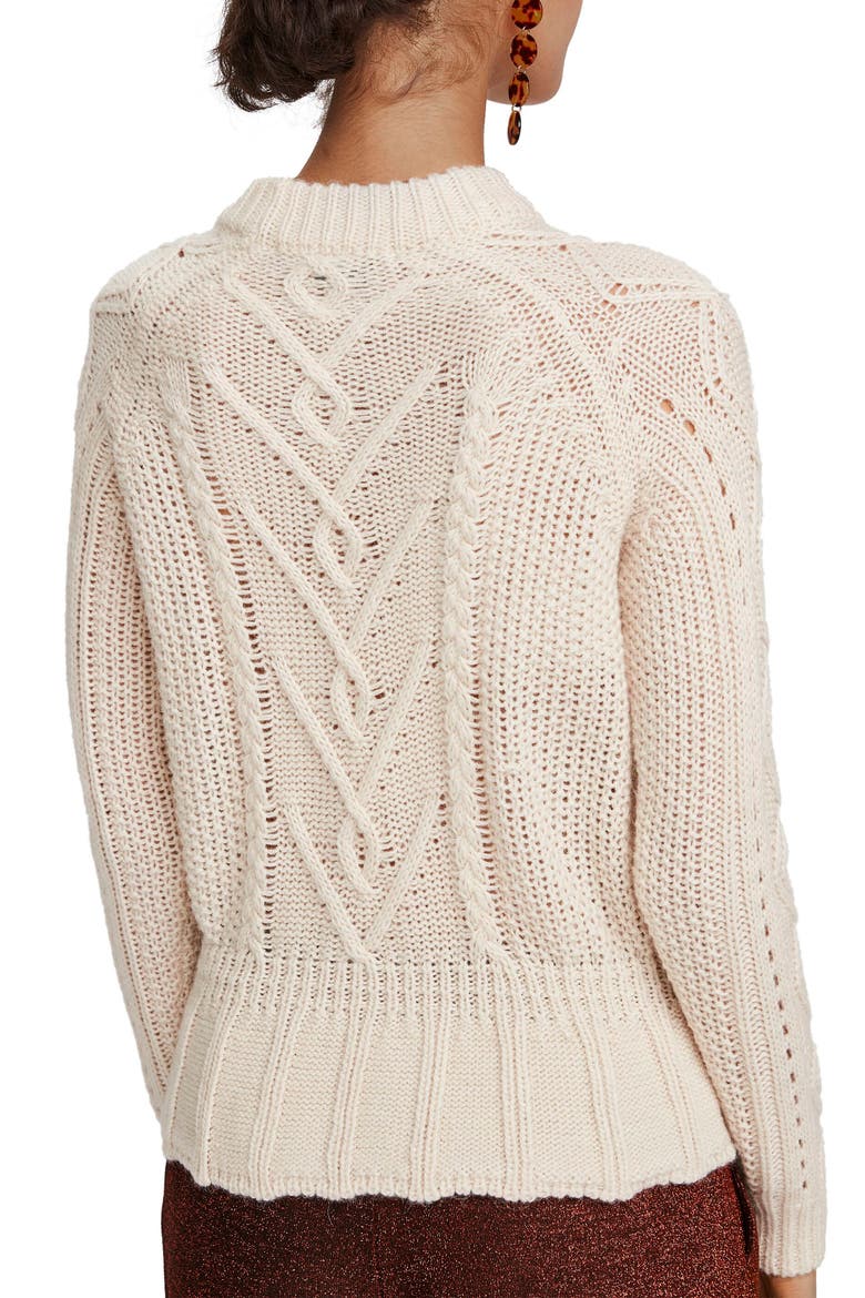 Chunky Cable Knit Peplum Sweater, Alternate, color, OFF WHITE