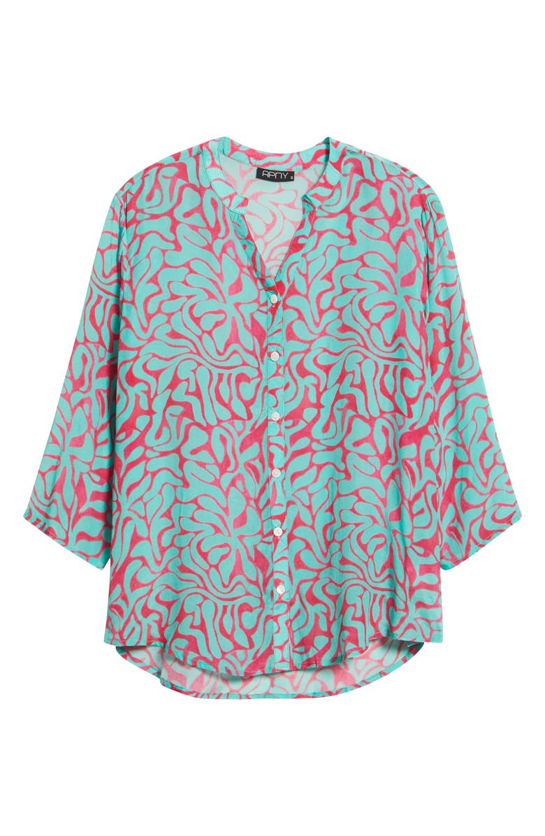 APNY Semisheer Button-Up Shirt, Alternate, color, Pink/ Light Green Multi