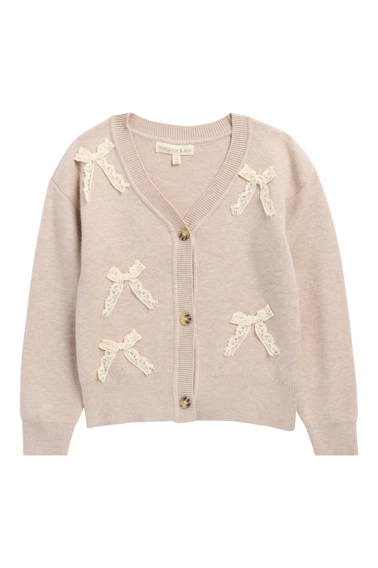 Kids' Lace Bow Cardigan, Main, color, OATMEAL