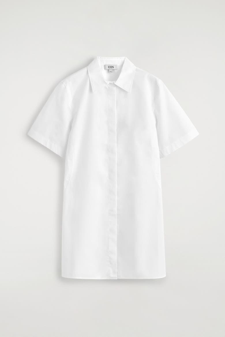 Classic Cotton Mini Shirt Dress, Alternate, color, WHITE