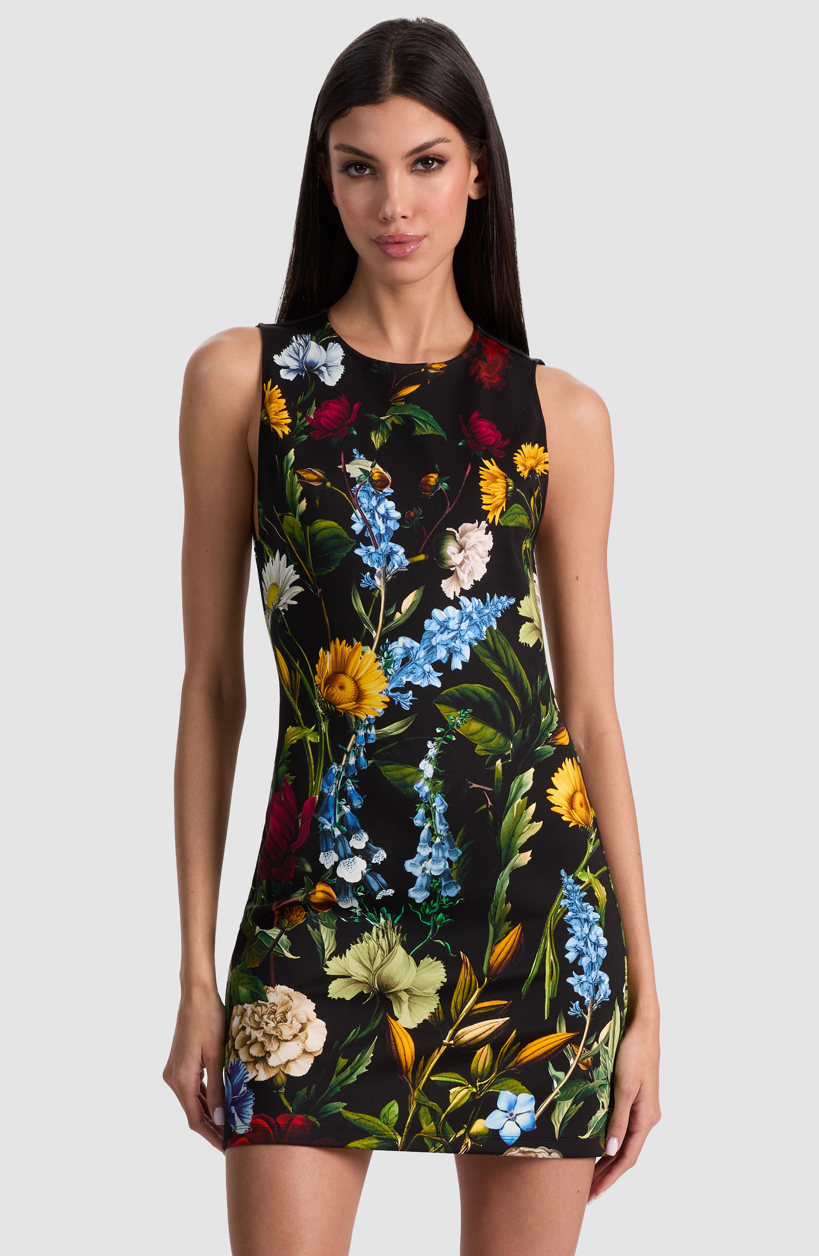 wynell a-line mini dress ALICE + OLIVIA Floral Sleeveless Minidress (Women) Style:64891J Light Blue Floral and US Size:00 dress turns a classic