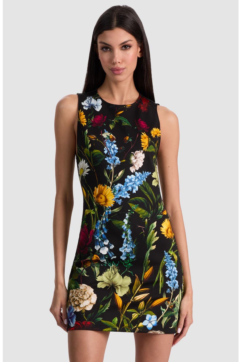 Wynell Floral Sleeveless Minidress, Alternate, color, SOCIAL HOUR BLACK