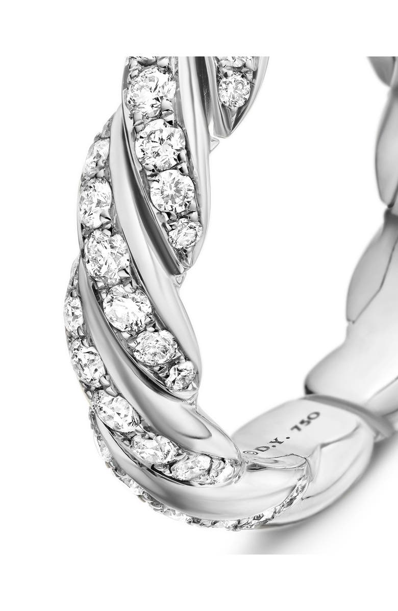 David Yurman Pavé Flex Band Ring with Diamonds and 18K White Gold, Alternate, color, Silver