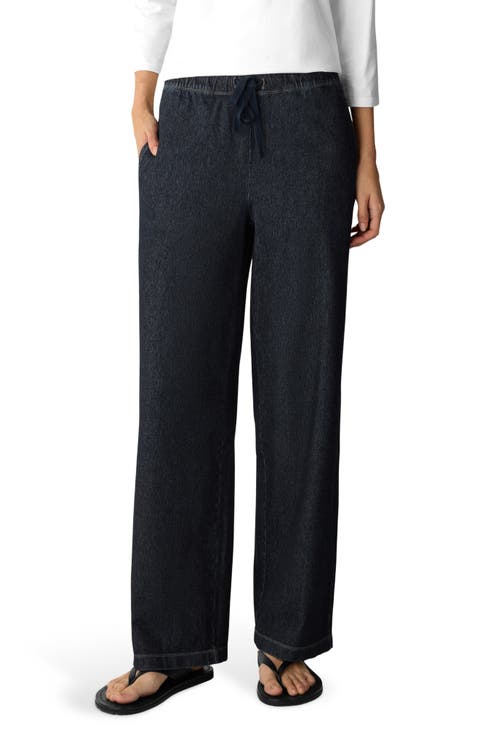 Drawstring Stretch Organic Cotton Straight Leg Pants