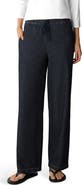 Eileen Fisher Drawstring Stretch Organic Cotton Straight Leg Pants