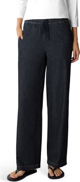 Eileen Fisher Drawstring Stretch Organic Cotton Straight Leg Pants