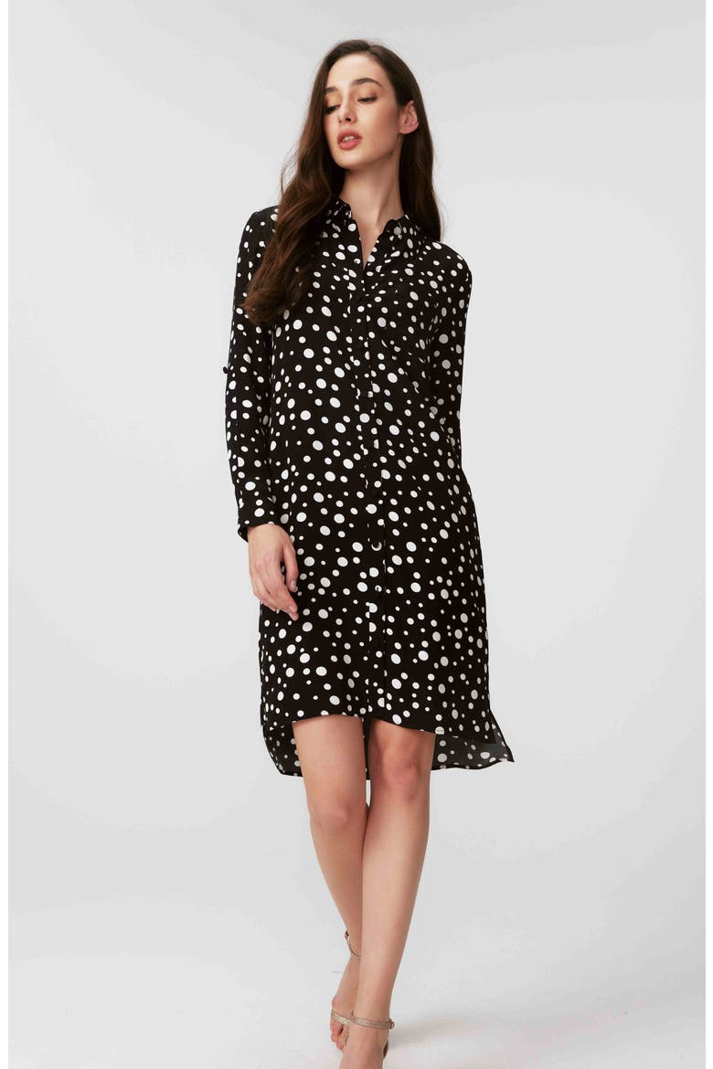 Prita Tie Belt Long Sleeve Shirtdress, Alternate, color, SPOT LIGHT